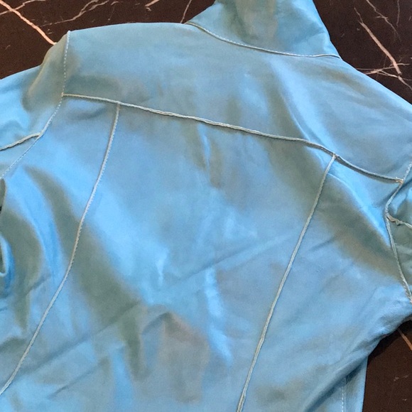 Andrew Marc turquoise leather jacket - Picture 3 of 5